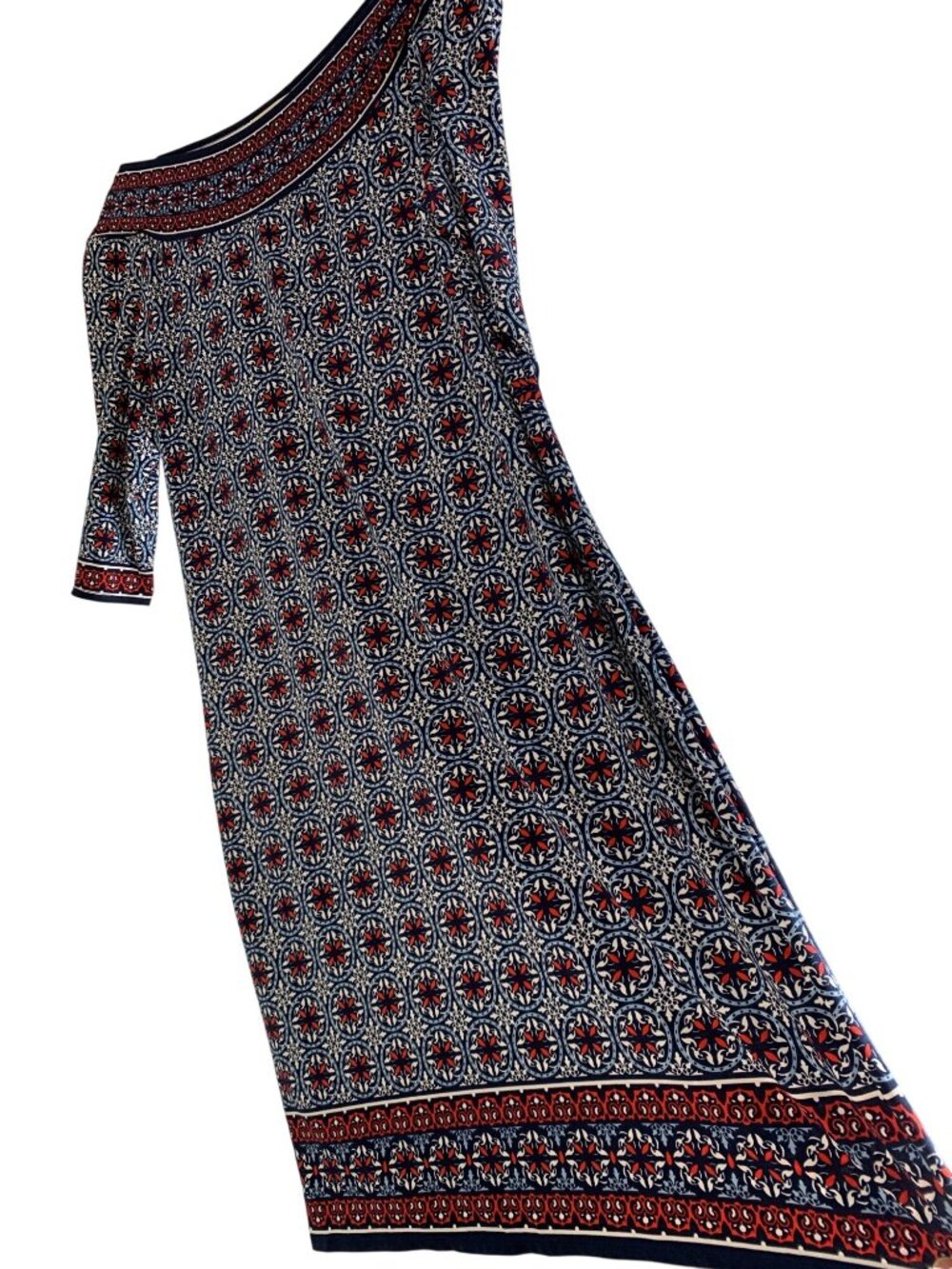 NWT Max Studio Mosaic Print Knee Dress Lightweight Travel XL Jersey 3/4 Sleeve - Picture 2 of 12